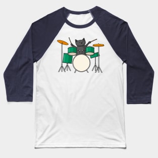 Drummer Cat Baseball T-Shirt